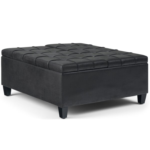 Wayfair black leather deals ottoman